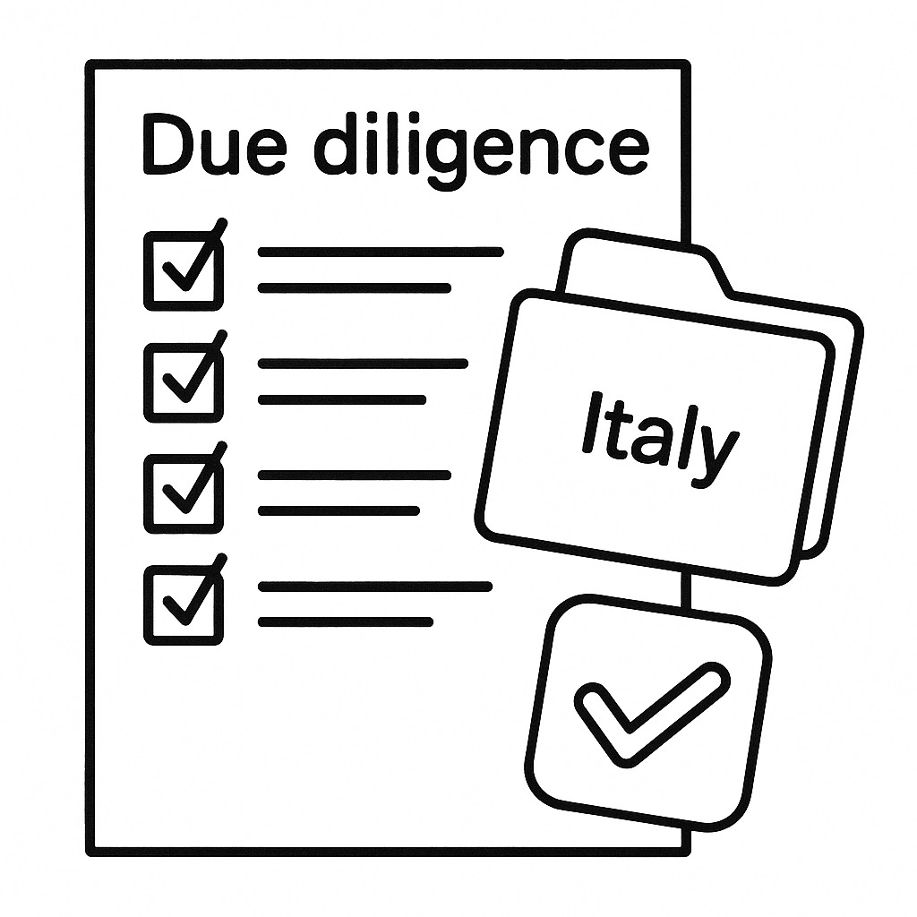 Due diligence checklist with items checked off