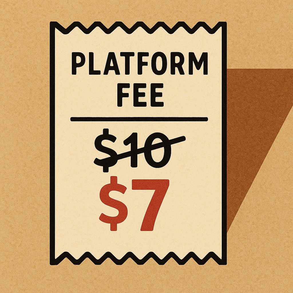 Platform fee negotiation showing reduced fees