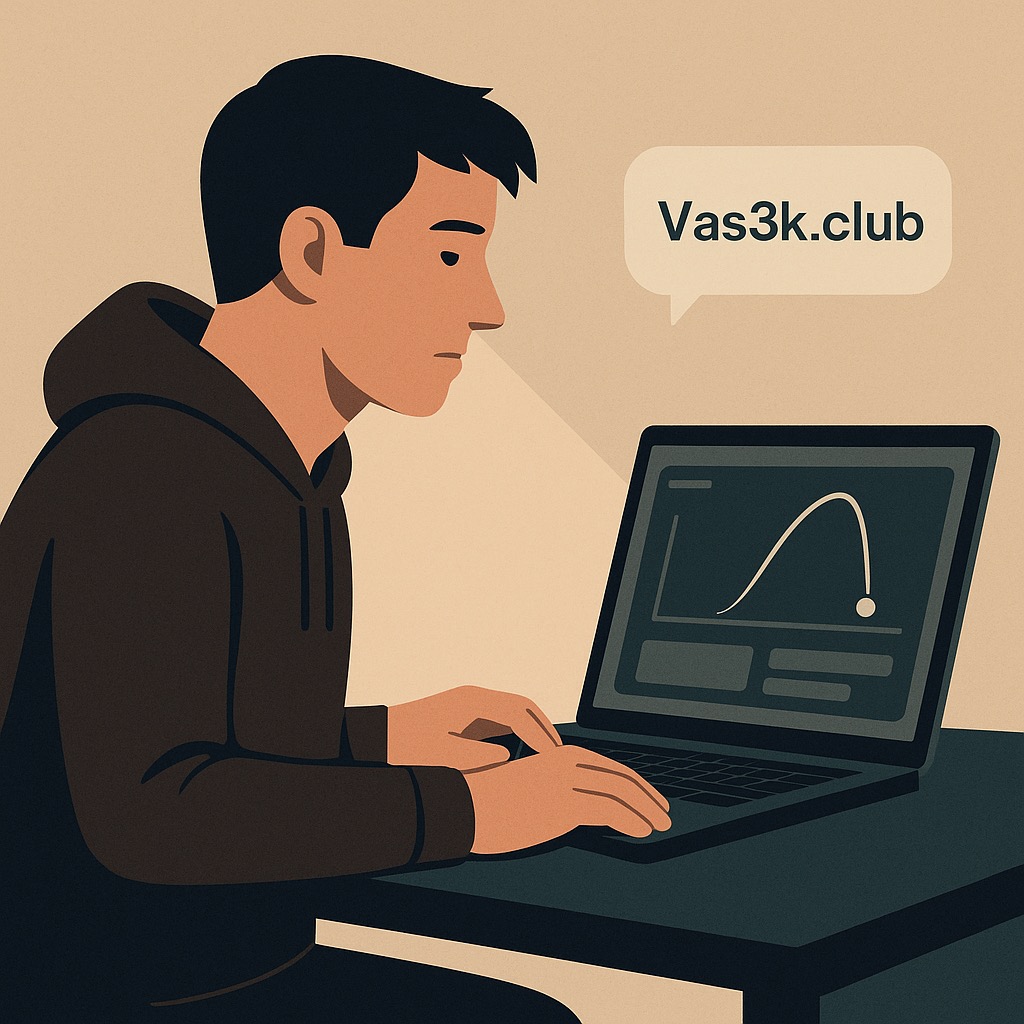 Indie developer receiving a message through Vas3k.club community